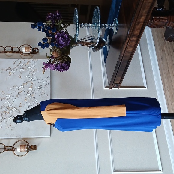 NWT Kasper Royal Blue/Gold Colorbock Sheath Dress. Size M - Picture 13 of 17